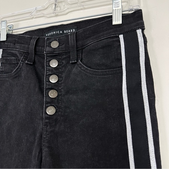 Veronica Beard Carolyn Baby Boot Cropped Jeans W/ Tux Stripes In Raven - Picture 8 of 16